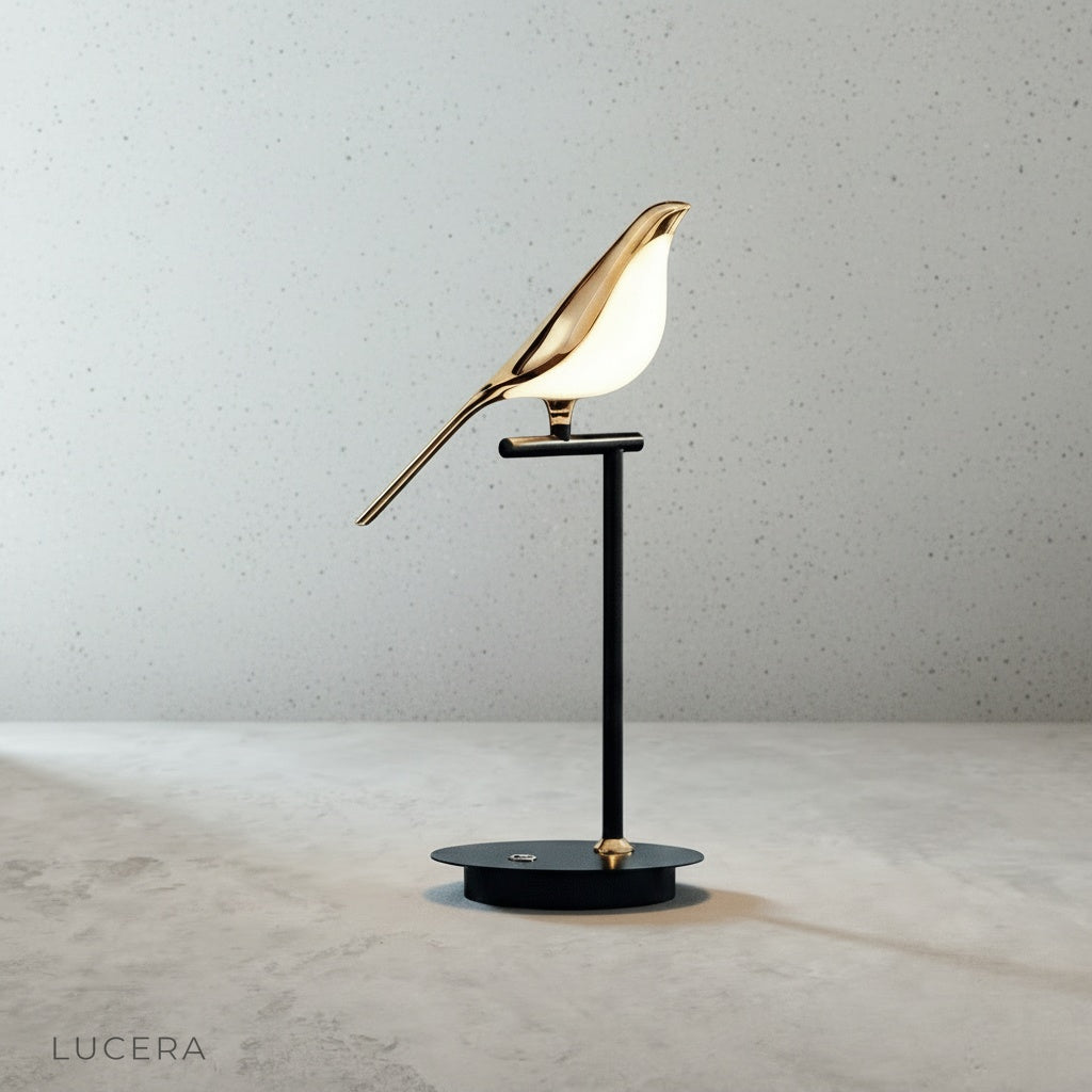 Minimalist studio view of Vento Table Lamp showing adjustable angled head and slim profile