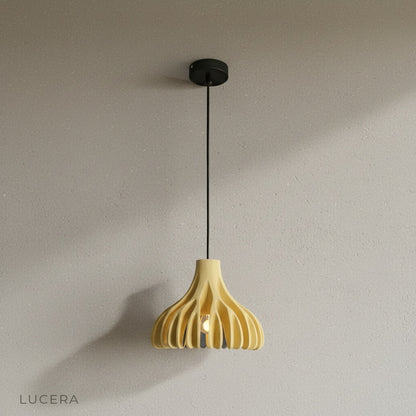 Lucera coral textured pendant light studio view showing adjustable wire