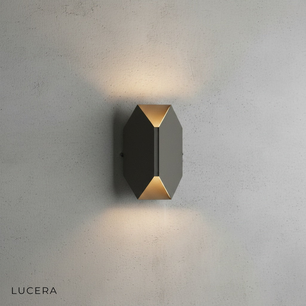 close-up of Nappe wall lamp LED light panel with brushed steel texture detail