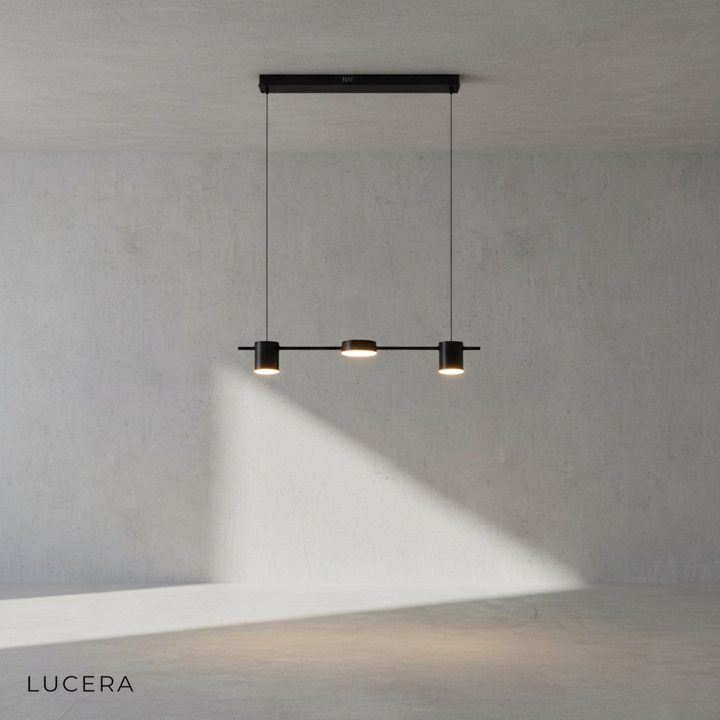 Close-up of Rind pendant lamp black metal frame and gold interior detail