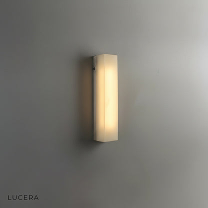 close-up of Varenna lamp marble texture and brushed copper metal details