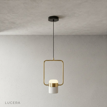 Minimalist studio view of geometric Tone Pendant Light hanging from ceiling
