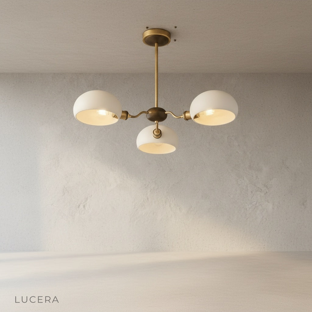 Largo Chandelier 3-head copper finish front angle studio shot