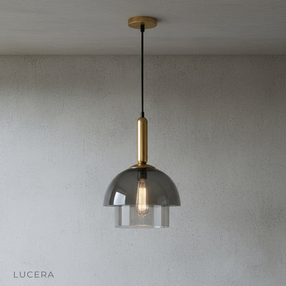 front view of Chateau pendant light hanging against clean white background