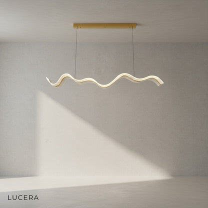 Od Wave gold chandelier flush mount detail view of wave-shaped profile from below
