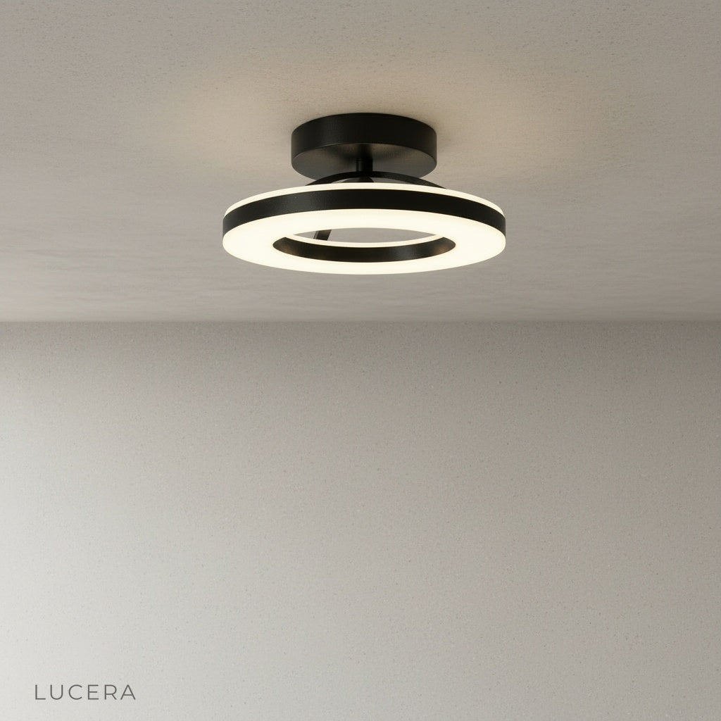 flush-mounted Ziggurat light against clean white background, front view