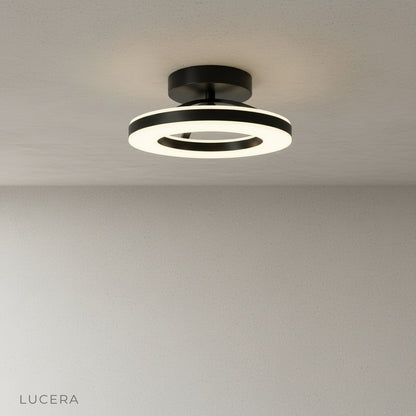 flush-mounted Ziggurat light against clean white background, front view