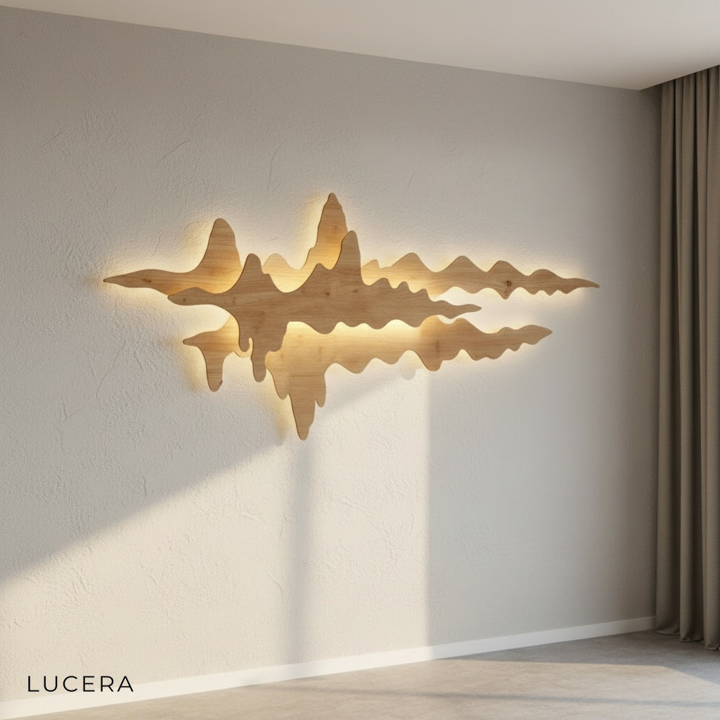Plinth cloud wall lamp in cool daylight mode, minimalist hallway installation