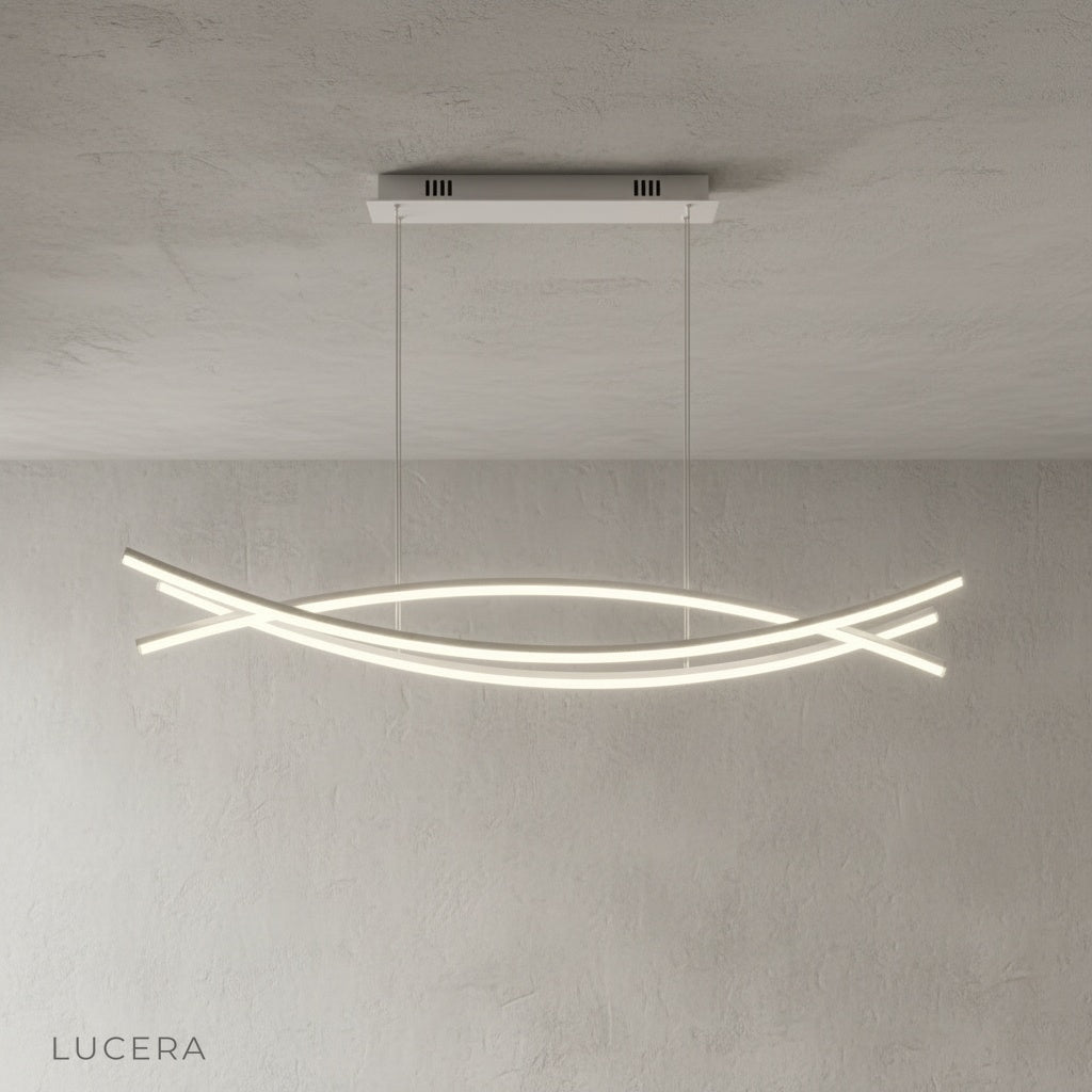 Eterno Chandelier studio shot front view powder-coated black aluminum body with integrated LEDs