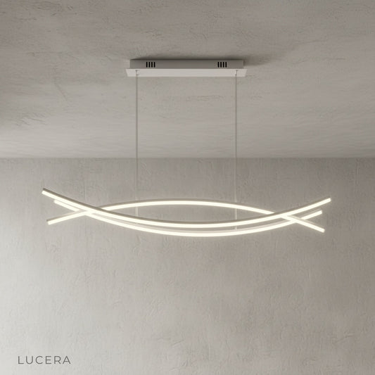 Eterno Chandelier studio shot front view powder-coated black aluminum body with integrated LEDs