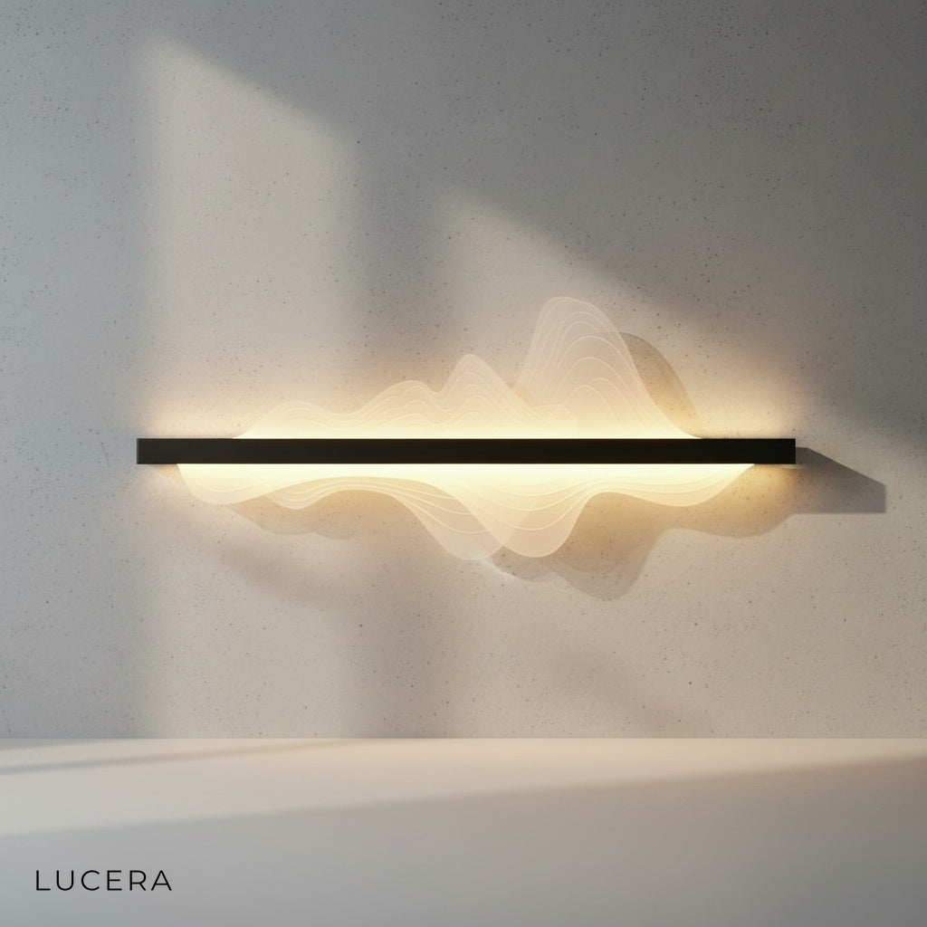 front view of the brushed metal LED wall lamp with soft acrylic diffuser
