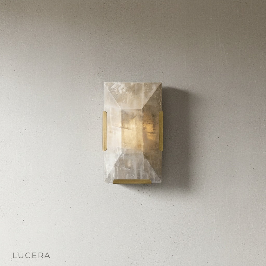 Haut-Médoc wall lamp side angle on clean white background showing geometric brass base