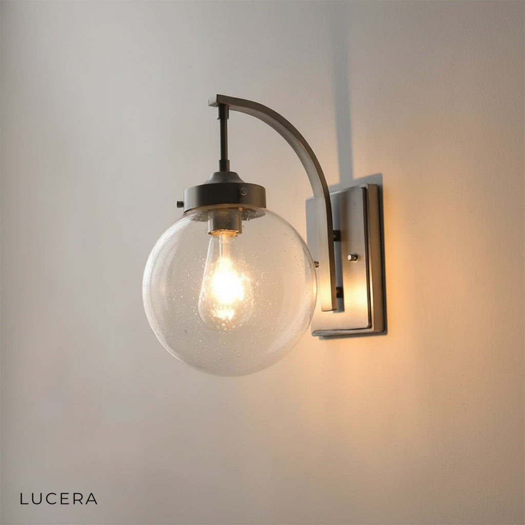 Minimalist Nyx outdoor wall light front view in bright studio lighting