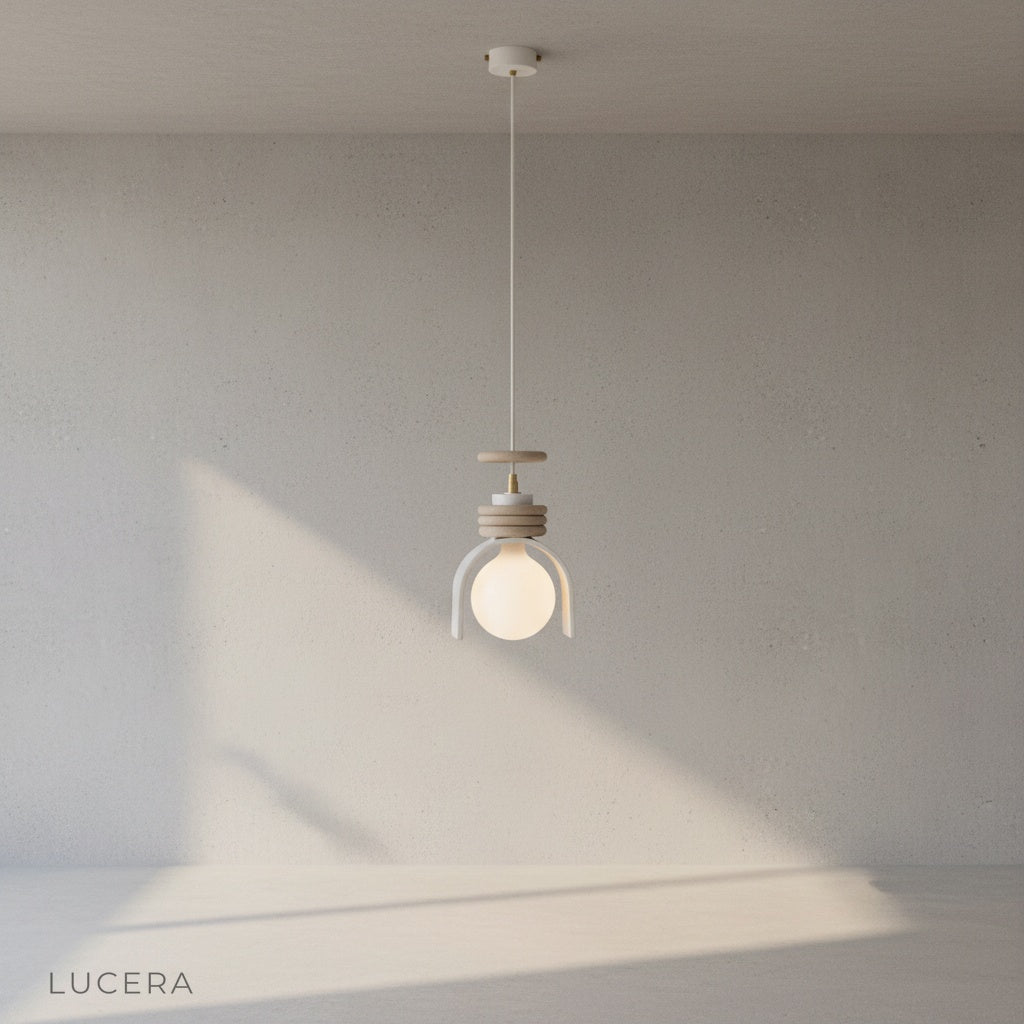 Fornax Dome Pendant Light front view showing dome shade partially encasing glowing orb