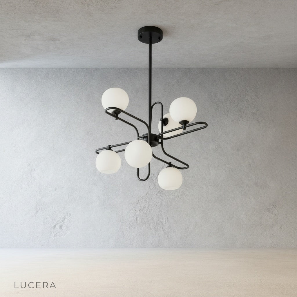 litany chandelier six-light copper finish studio front view