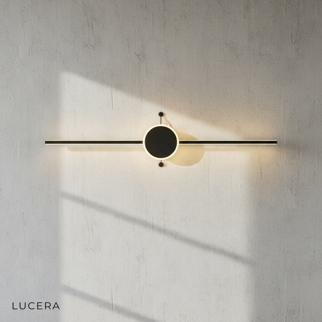 black finish Calando LED lamp angled view highlighting slim metal frame
