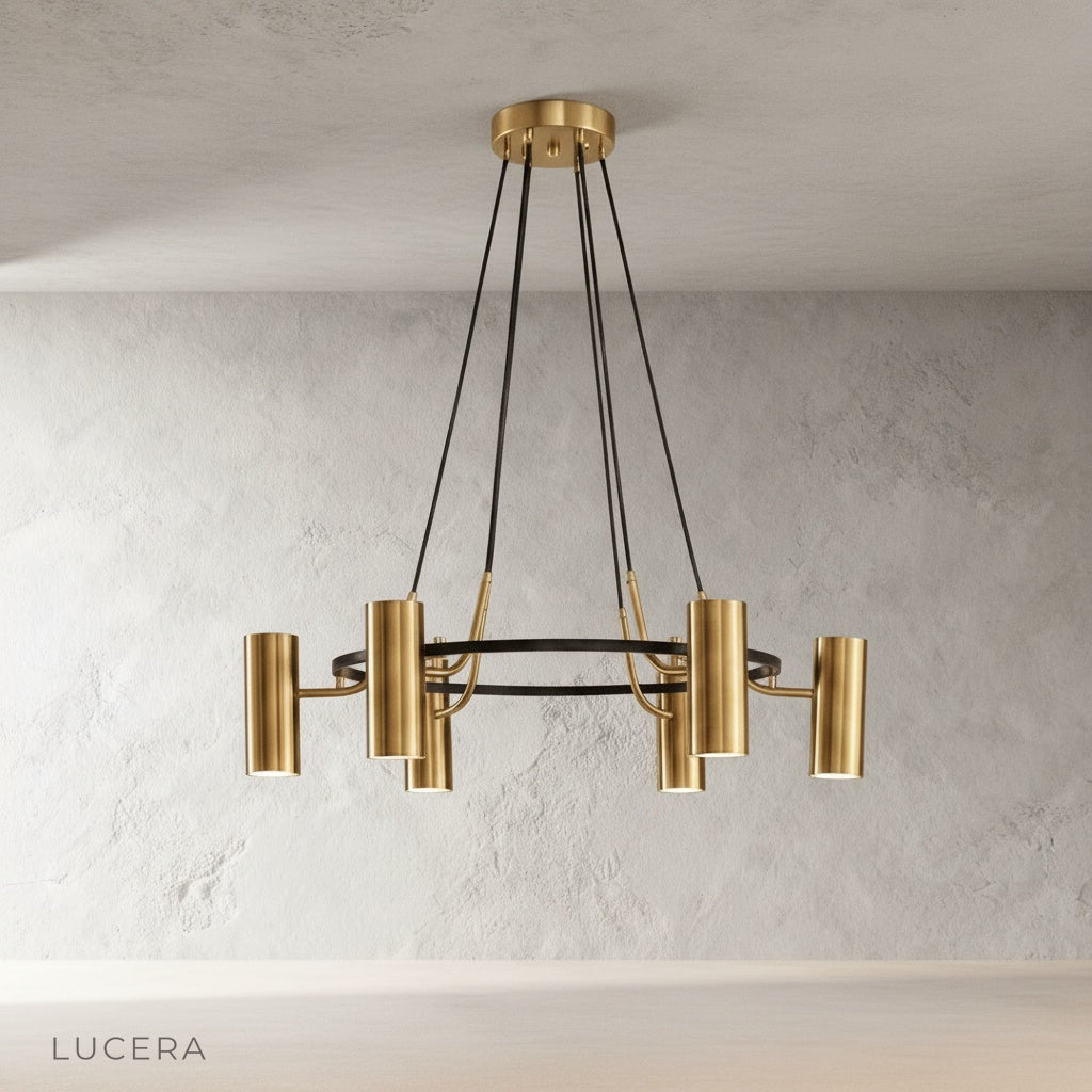 Lucera Nacreous round chandelier studio shot on clean white background