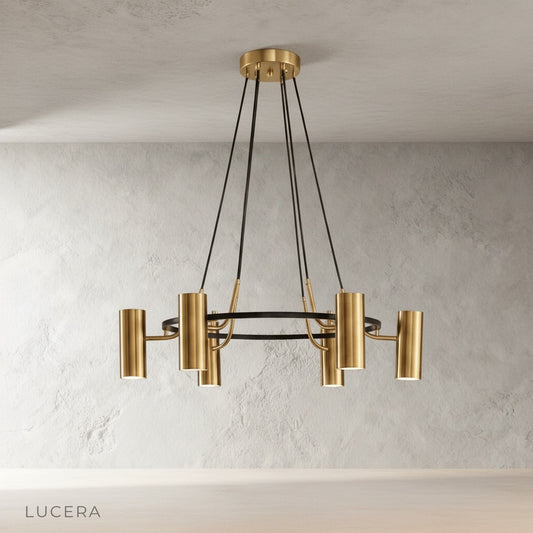 Lucera Nacreous round chandelier studio shot on clean white background