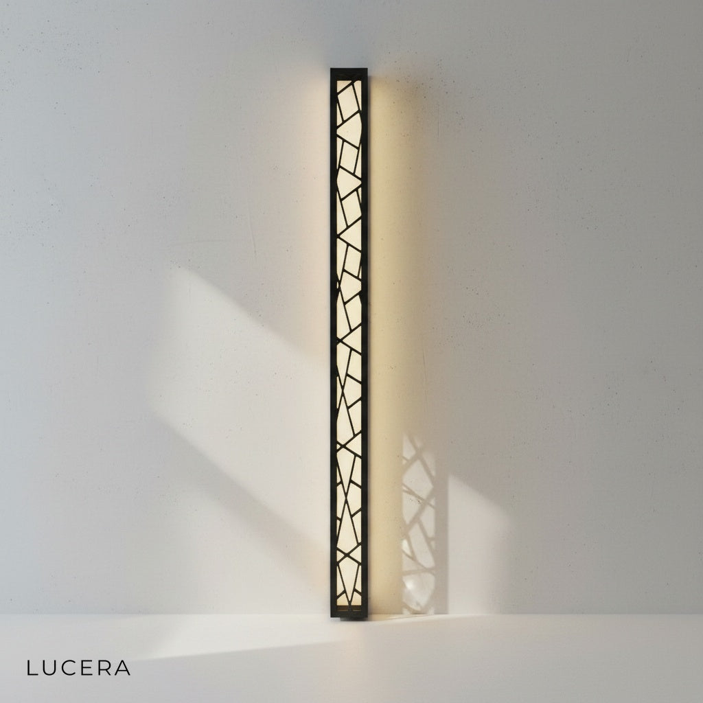 Close-up of Giselle lamp acrylic diffuser showing warm LED light texture