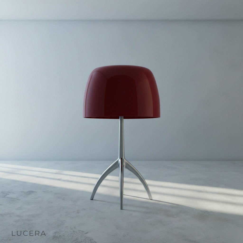 Albescent Table Lamp studio side view on clean white background showing tripod legs and glass finish