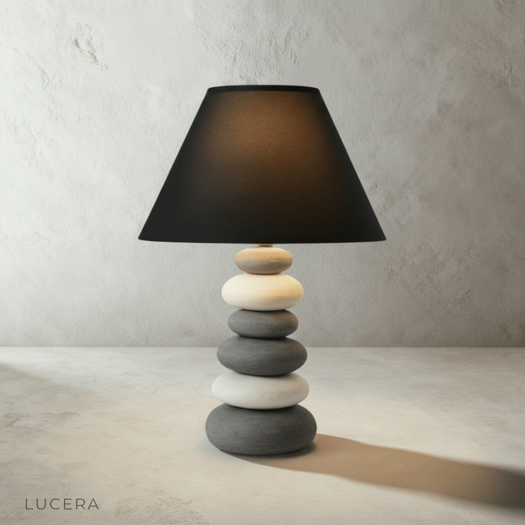Minimalist studio view of Celestine Table Lamp from side angle on neutral background