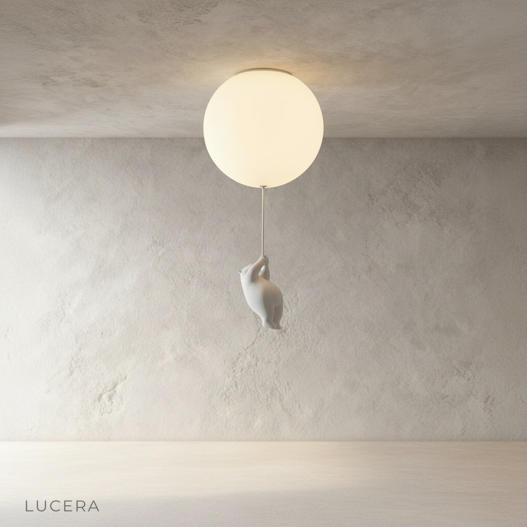 Lintel lamp with cute bear detail in modern Scandinavian decor