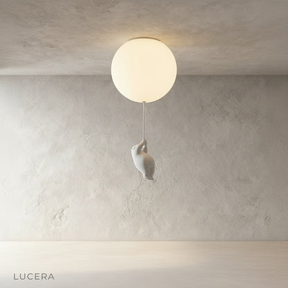 Lintel lamp with cute bear detail in modern Scandinavian decor