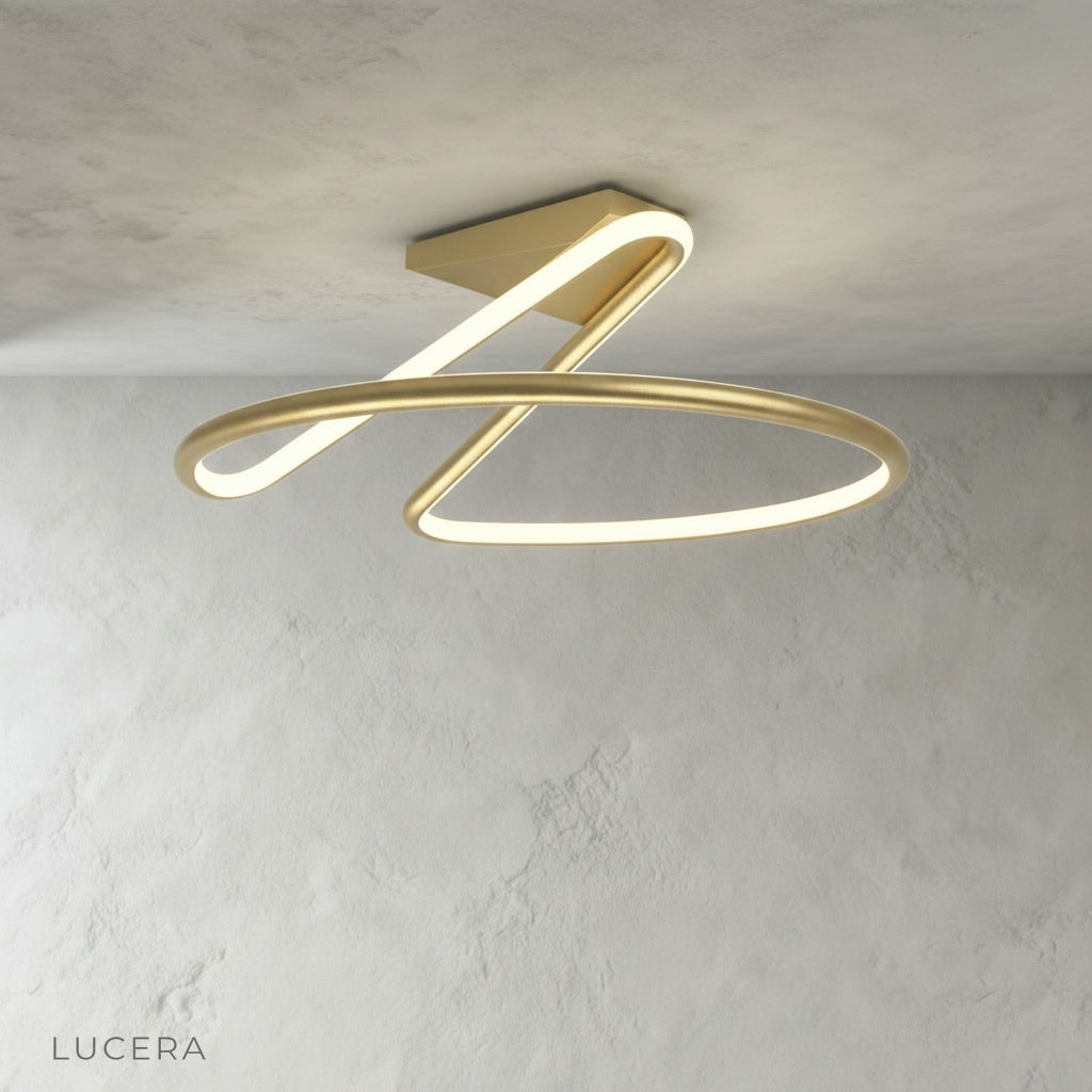 Loom ceiling light over bedside table in serene master suite