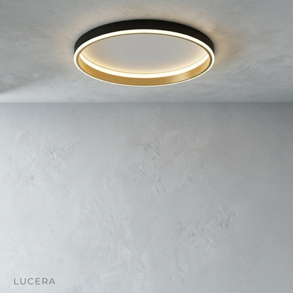 metal and acrylic ceiling light in minimalist kitchen space