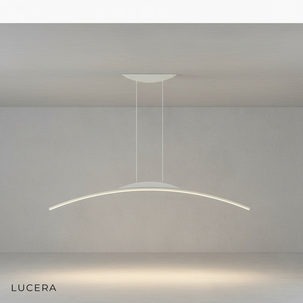 Edda chandelier as a focal point in a minimalist entryway with concrete floor
