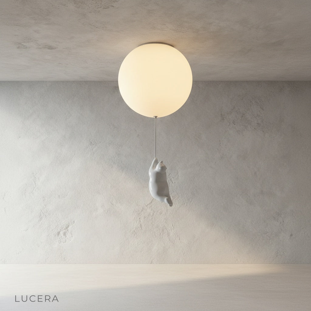Lintel bear lamp glowing in dim nursery with starry wall decals