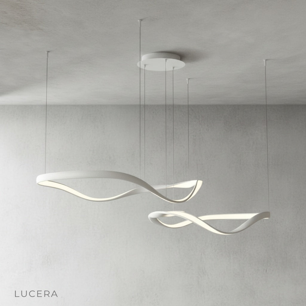 Deacon ring chandelier at night, dramatic shadows and bright ring illumination