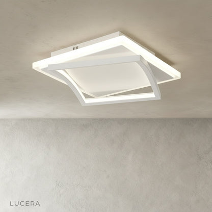 aesthetic evening shot of broom ceiling light in modern entryway with soft shadows