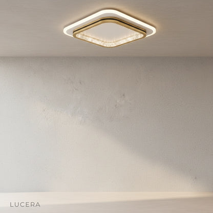 front view of Melodia crystal ceiling light in neutral studio setting