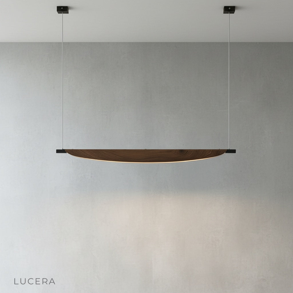 Front view of Dia pendant light highlighting iron and PC construction details