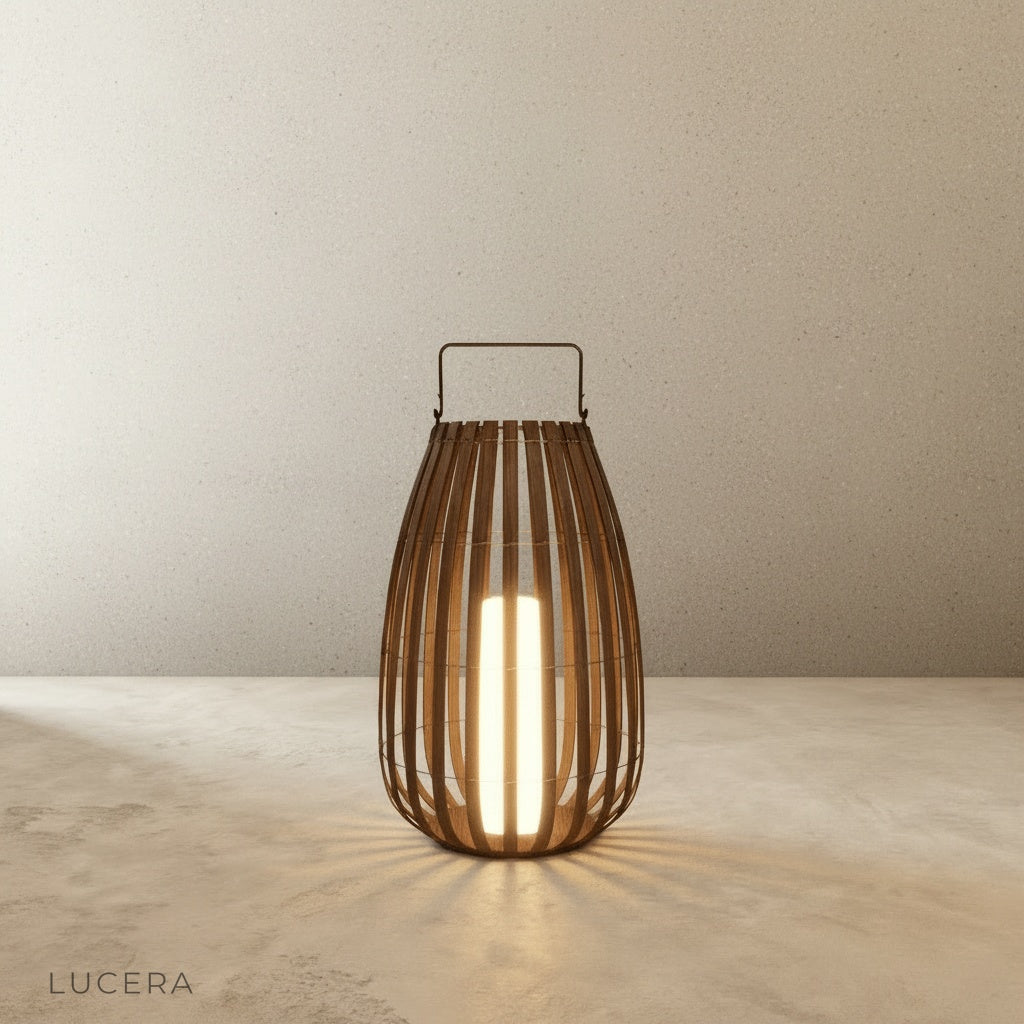 solar powered rattan garden lamp close-up of woven texture