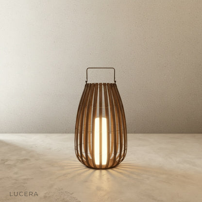 solar powered rattan garden lamp close-up of woven texture