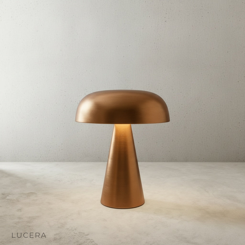 close-up of Nenia lamp iron stem and fabric shade texture detail