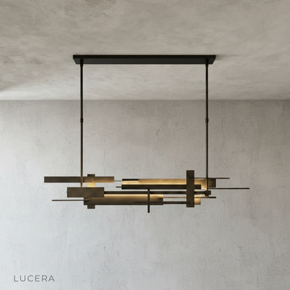 Close-up of Cassiopeia chandelier premium iron joints and matte black finish