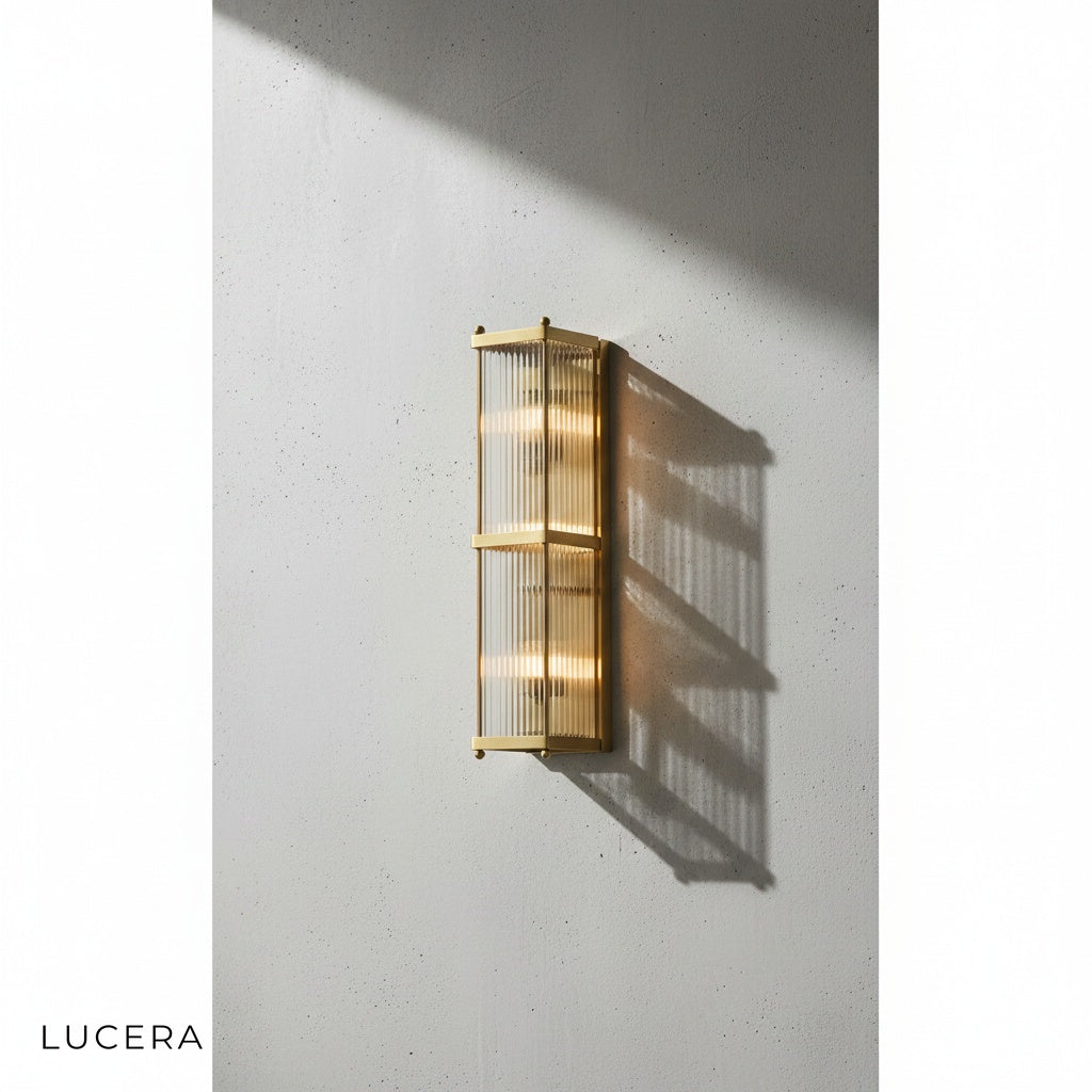cool 6000K LED version of Trill crystal wall lamp in bright studio setting