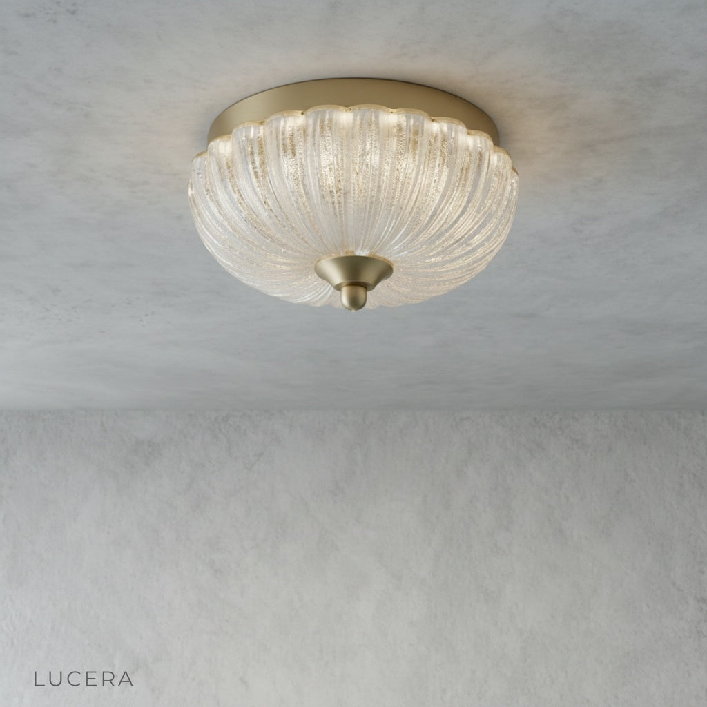 close-up of brass accents on iron frame of decorative ceiling light