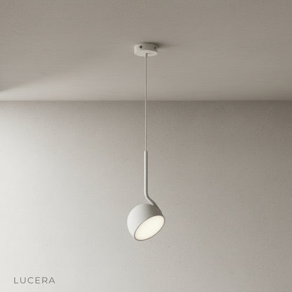 Close-up of Sancerre pendant light iron stem and dome shade connection detail