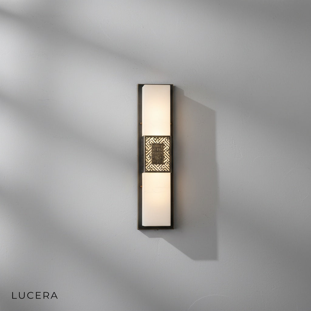 Choral wall lamp in a bright living room corner with soft daylight shadows