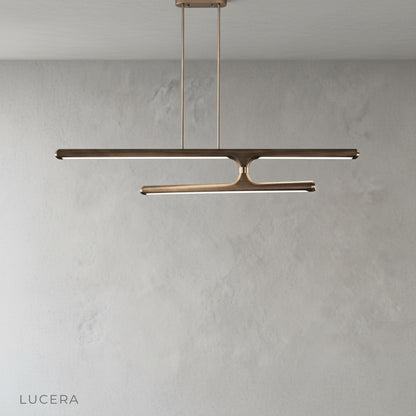 Close-up of Griselda pendant light copper canopy and wooden shade texture detail