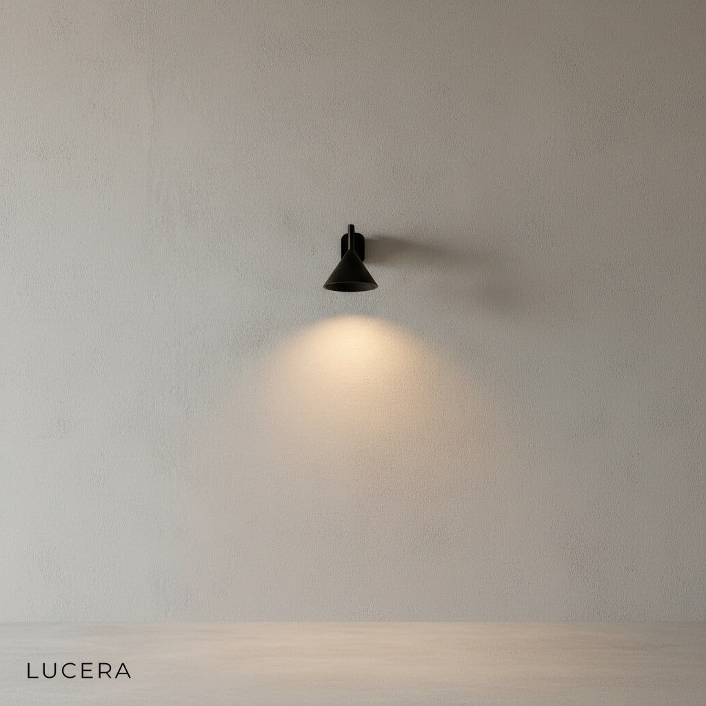 Faro wall lamp with neutral white light in hallway setting