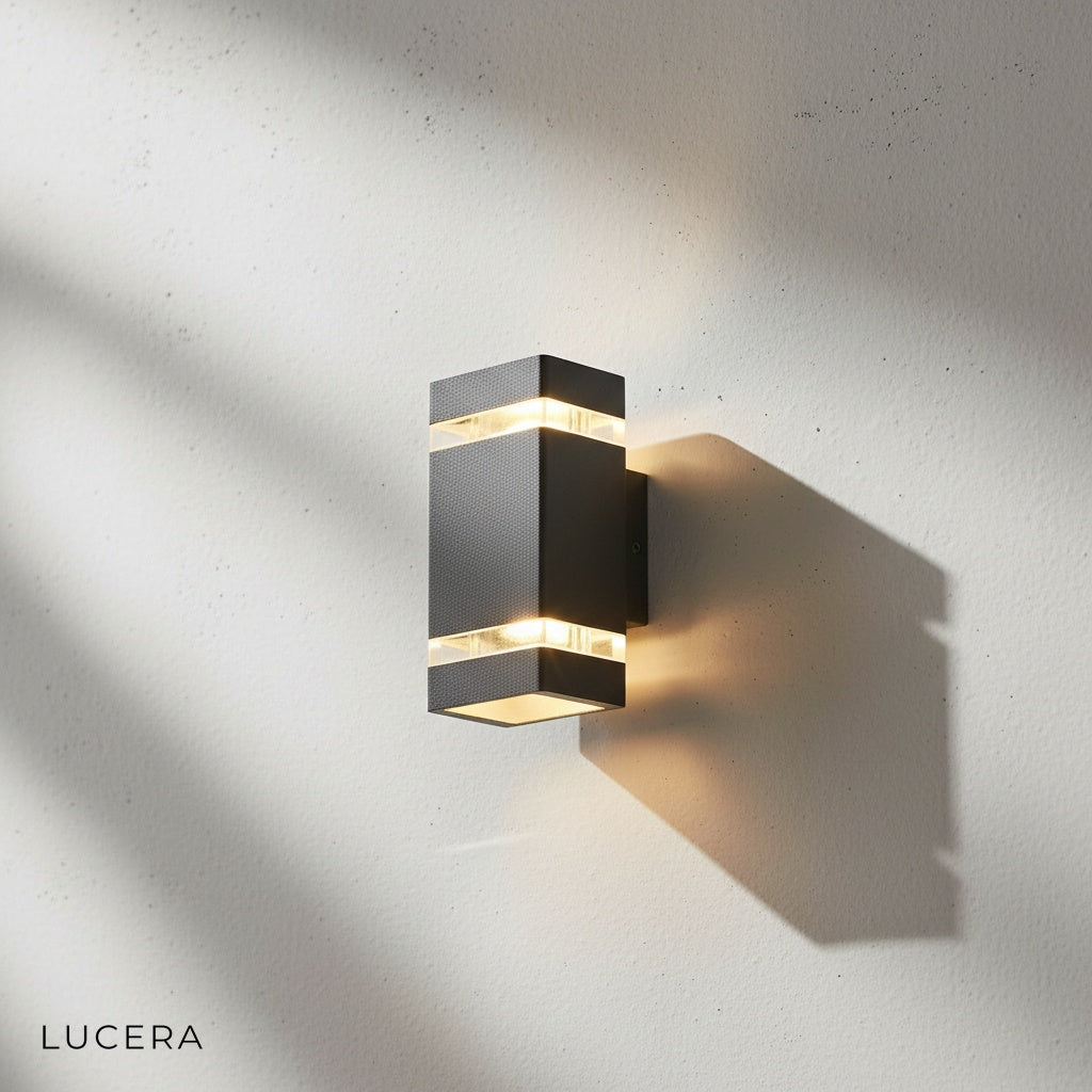 Close-up of Reese LED lamp's anti-glare polycarbonate diffuser and brushed metal frame