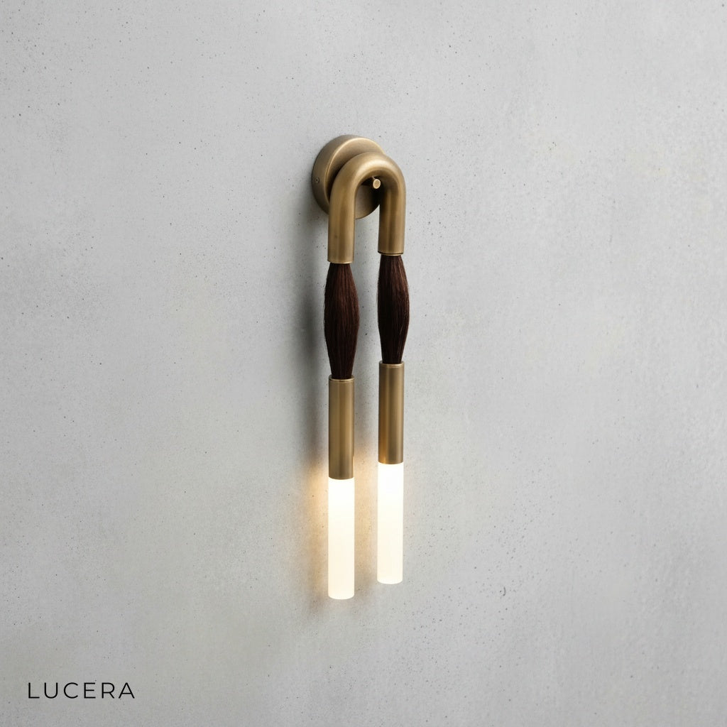 Regula silver finish wall lamp mounted on corridor wall with soft diffused light