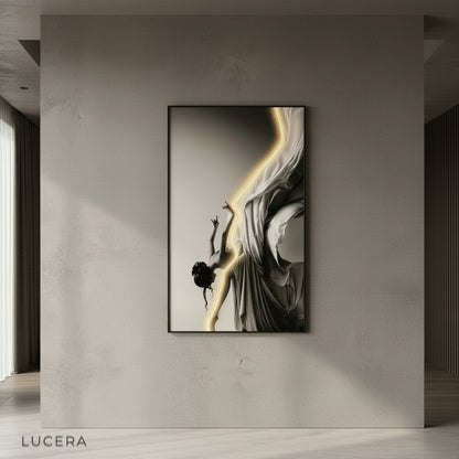close-up of art micro-spray finish on ballerina silhouette lamp