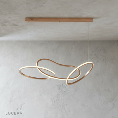 front view of Lucera Yakitori LED chandelier showing integrated silicone diffuser and loop design