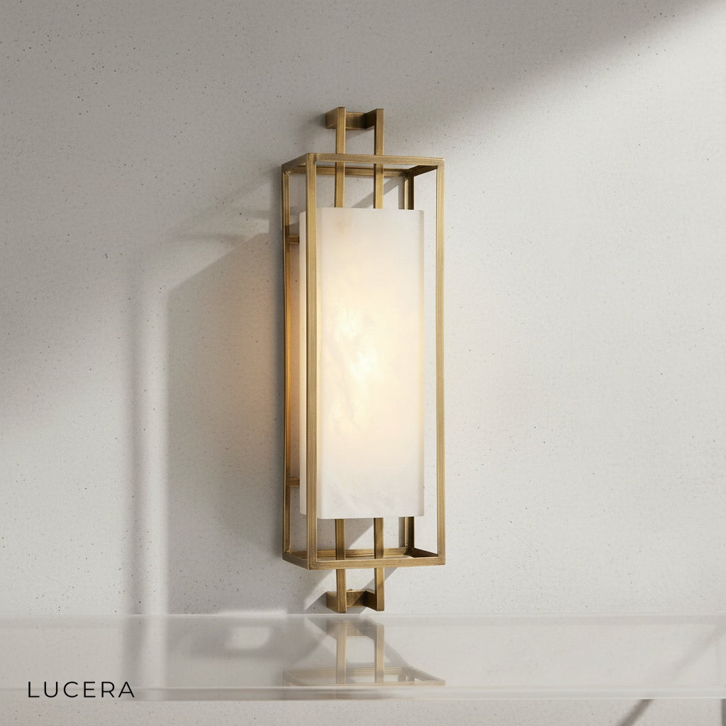 Arbor lamp warm 3000K glow illuminating a modern bedroom nightstand